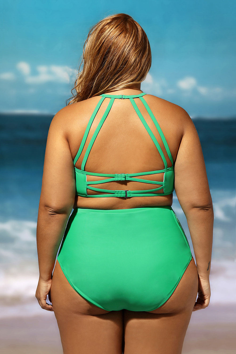 green swimsuit plus size