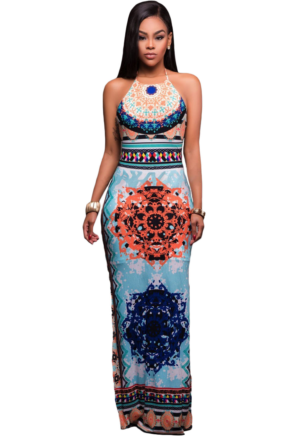 light blue african dress