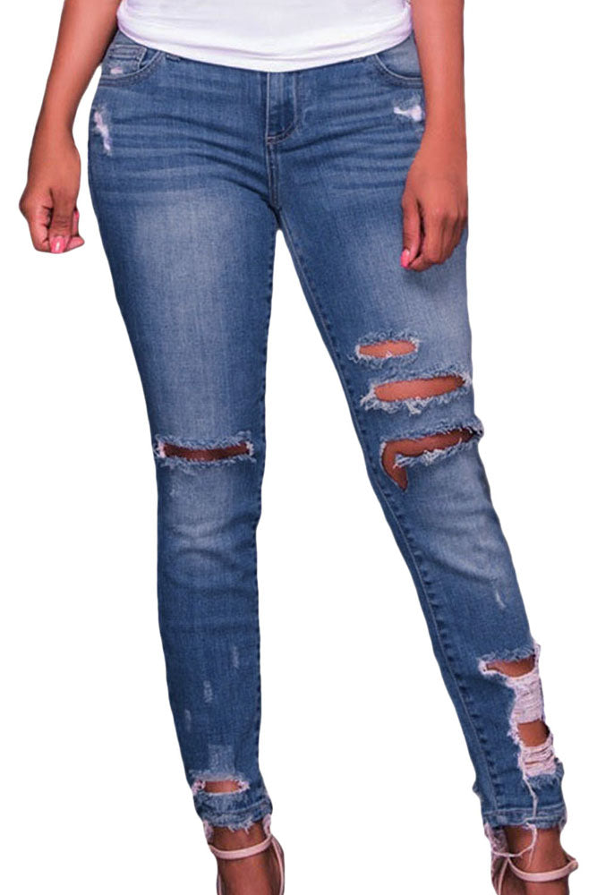 jeans with destroyed ankle