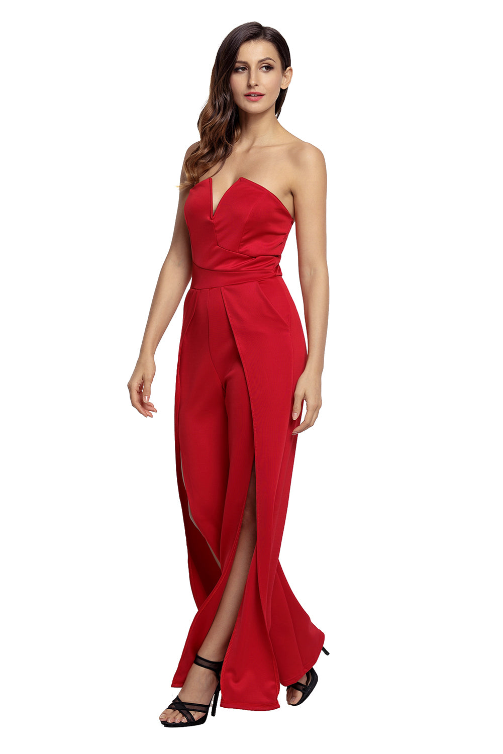 Sexy Red Wide Slit Legs Jumpsuit – SEXY AFFORDABLE CLOTHING