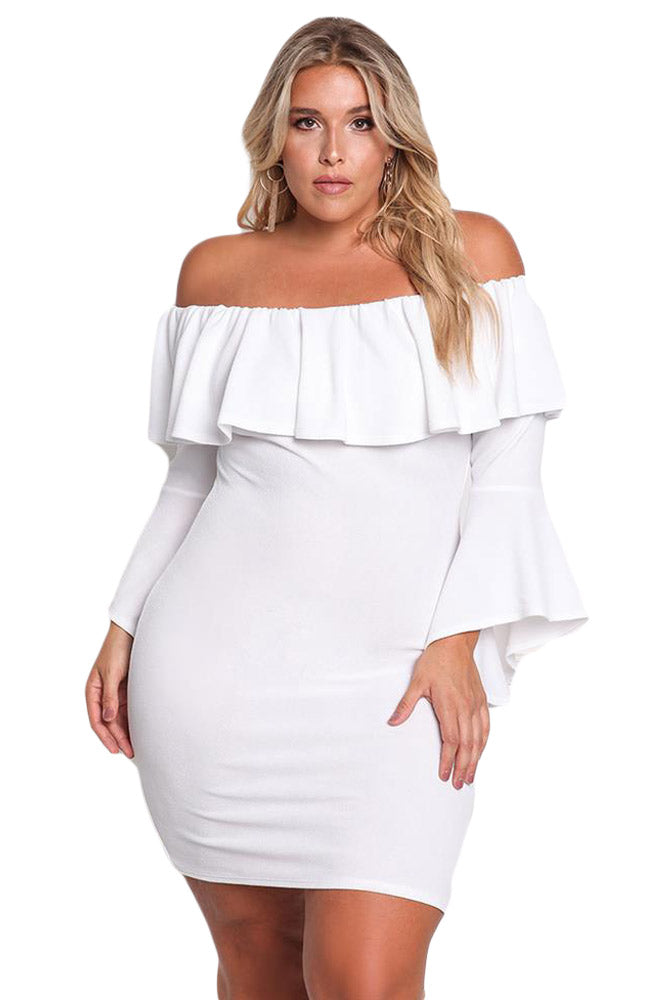 white off the shoulder dress plus