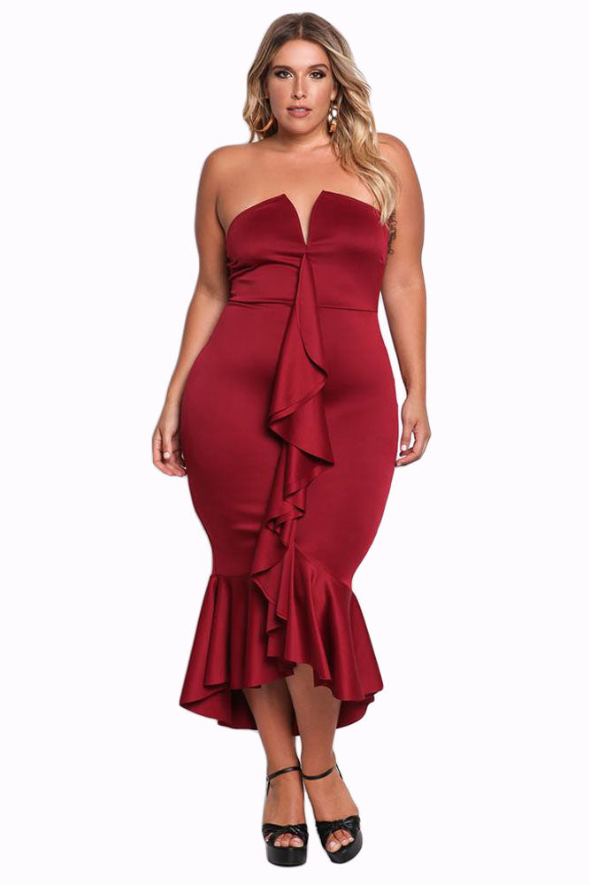 red wine plus size dress