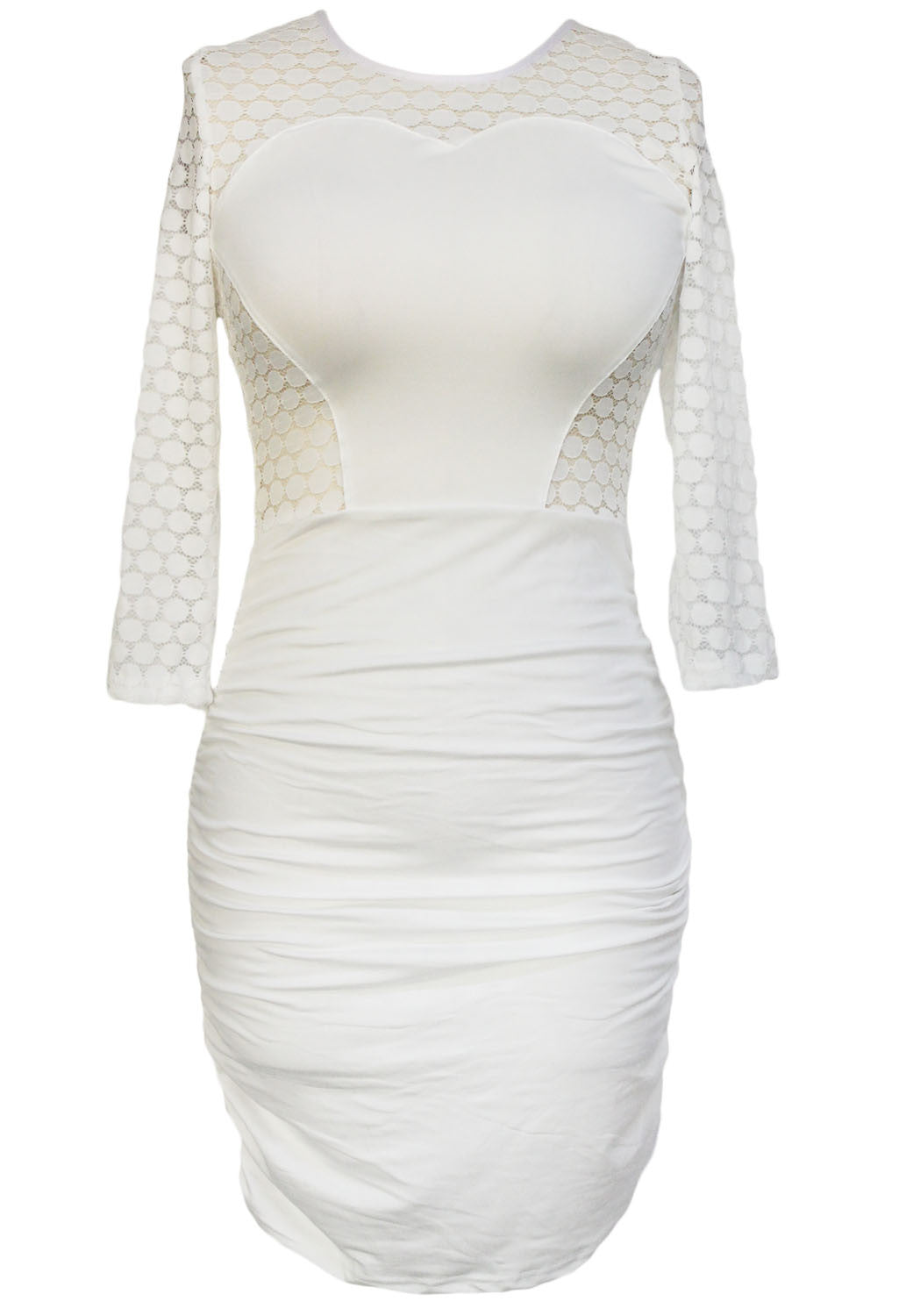 White O Ring Hollow Out Back Ruched Dress Sexy Affordable Clothing