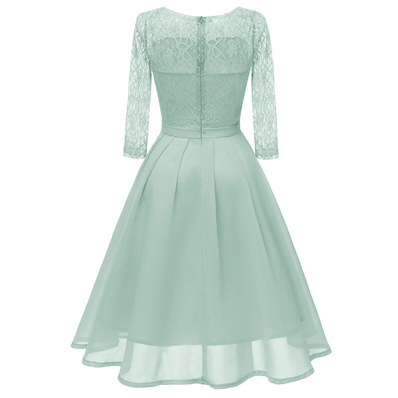 Lace Sleeve Chiffon Swing Wedding Dress #Lace #Long Sleeve #Bridesmaid ...