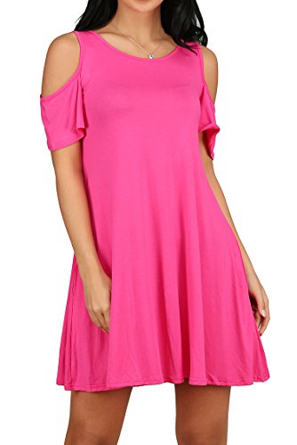 Sexy Women's Cold Shoulder Tunic Top T-shirt Swing Dress With Pockets ...