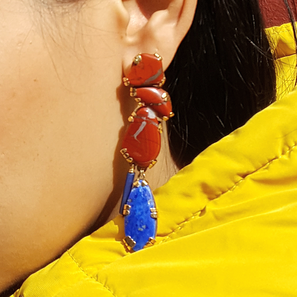 Lapis and Red Jasper 'Balancing Stone earrings'