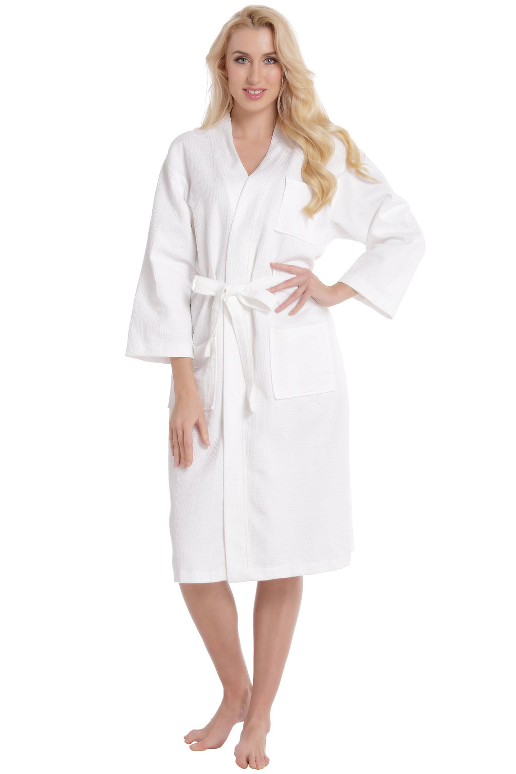 Aibrou Unisex Waffle Bathrobe Cotton Lightweight Nightgowns Sleepwear ...