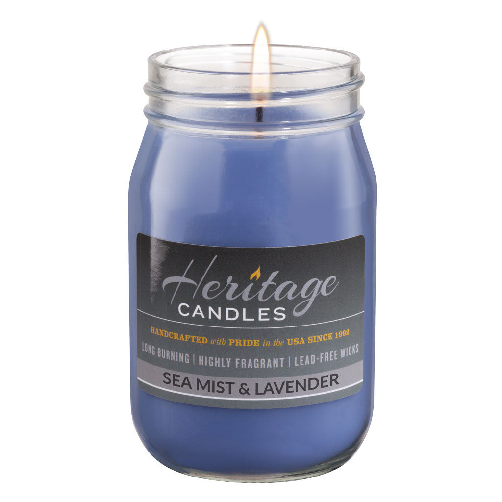 16-oz Canning Jar Candle - Sea Mist & Lavender – HeritageCandles