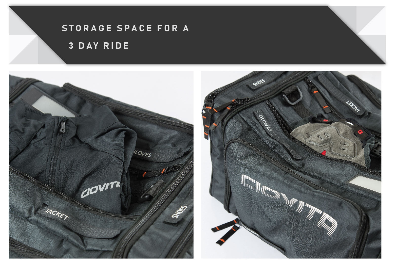 cycling kit bag with lots of storage space