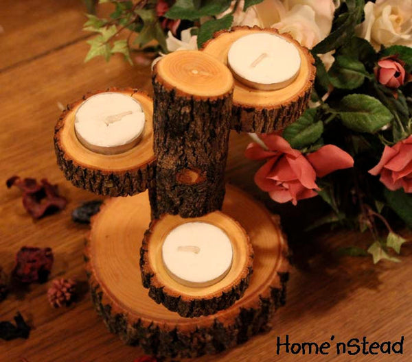 Tiered Candle Holder Stand / Rustic Wedding / Home Decor Candle Tree ...