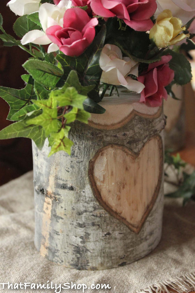 Rustic Wedding Log Flower Vase With YOUR Names/date