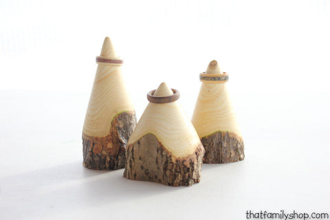set of three log ring cones