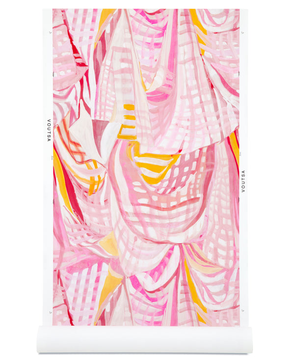 Gingham Pink Wallpaper – Voutsa