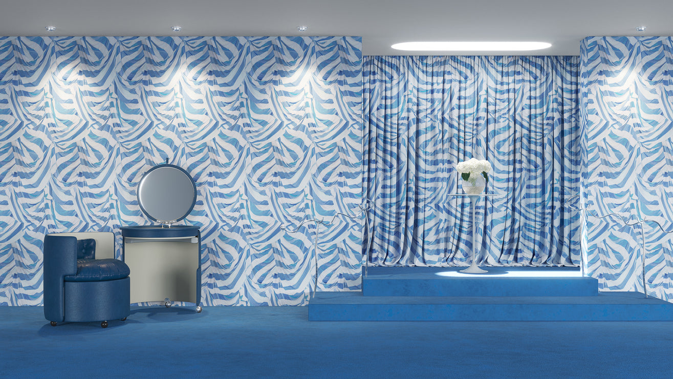 Judy Stripe Blue And White Wallpaper Voutsa