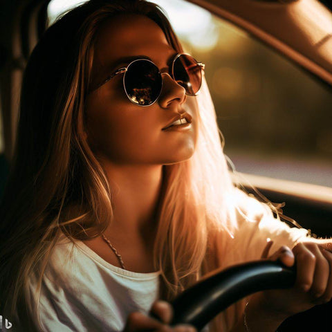 chica con gafas de sol conduciendo