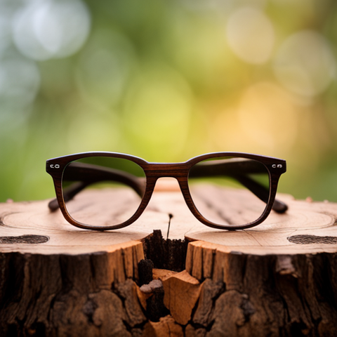 Gafas de madera sobre tronco