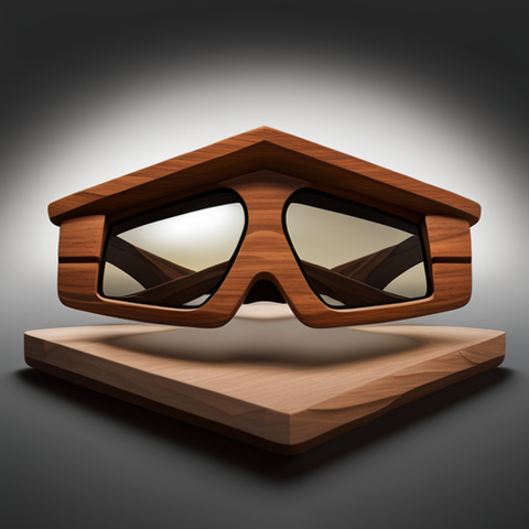 gafas de madera forma casa
