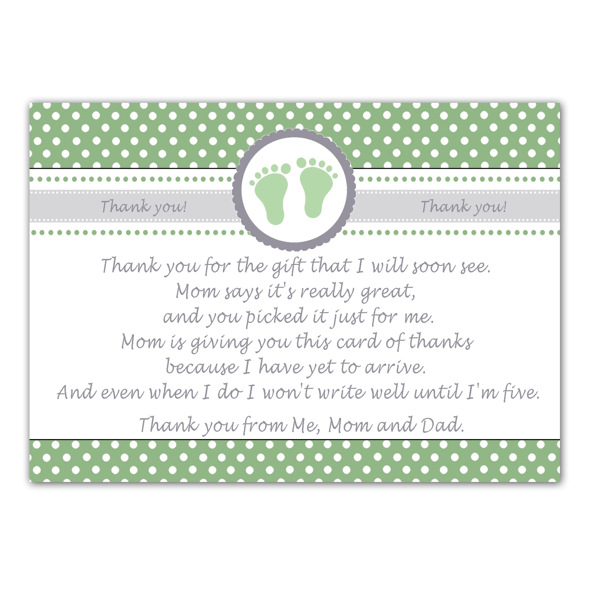 18 thank you cards baby shower green photo paper