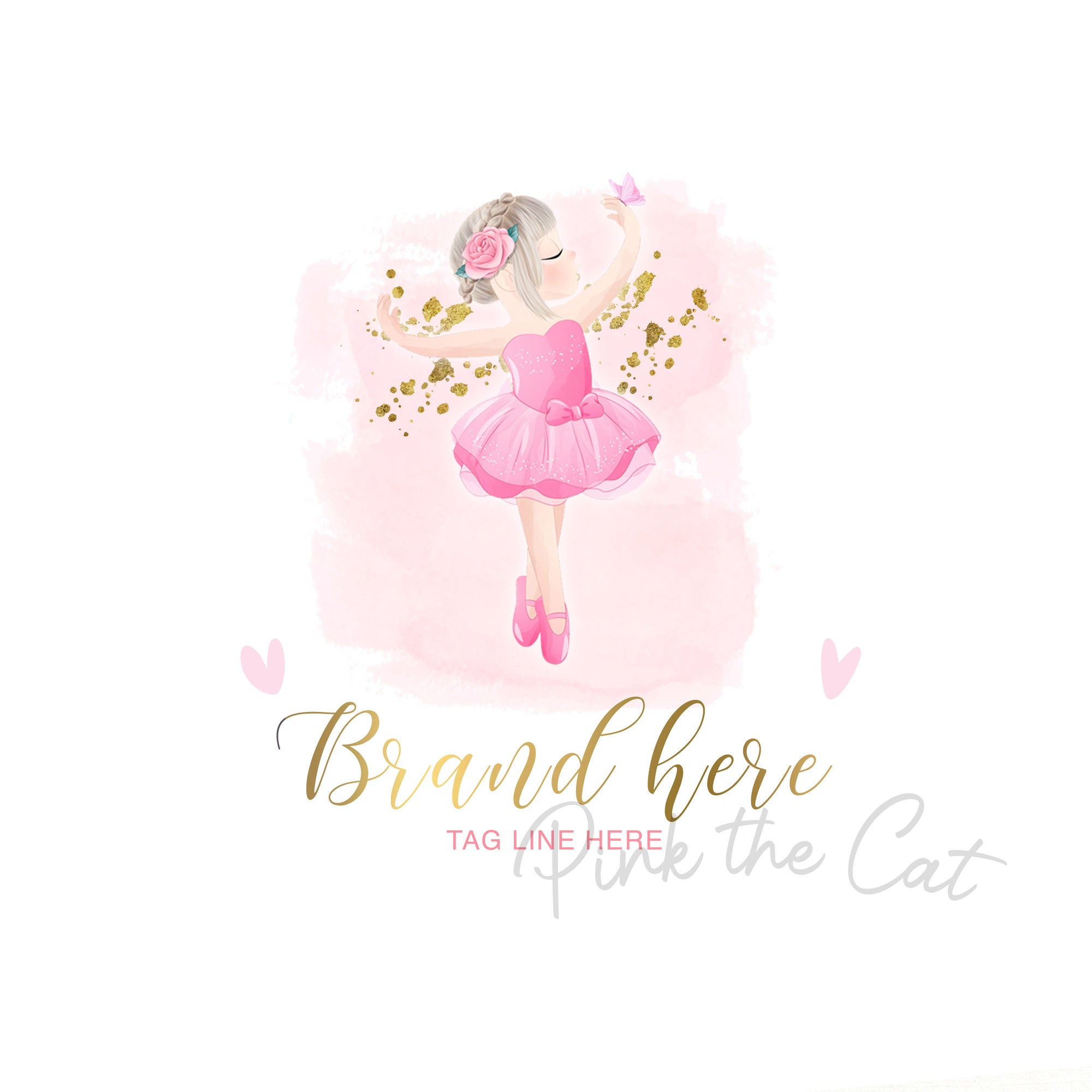 Ballerina tutu boutique watercolor business pink gold – Pink the Cat