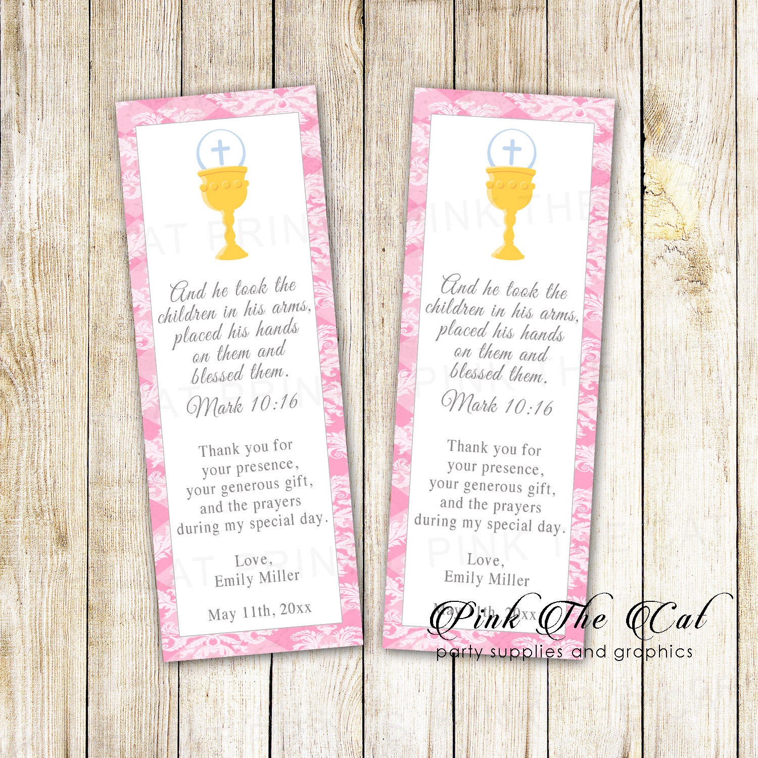 First Communion Gift Personalized Bookmark Catherine of 