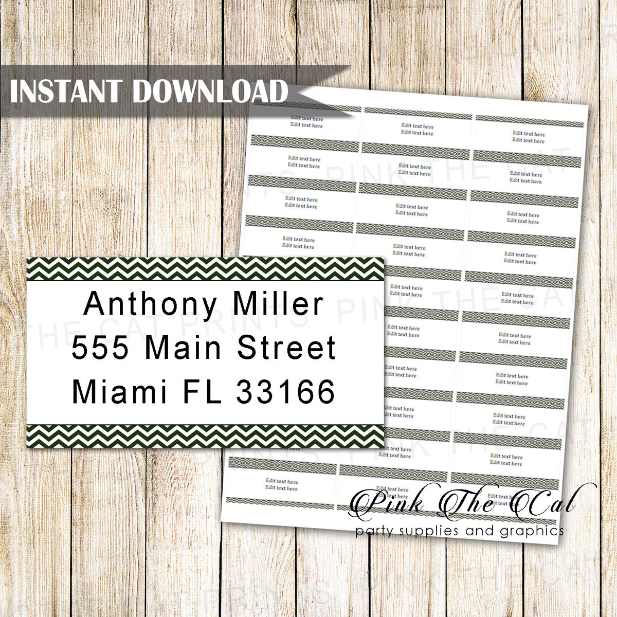 Address Label Black White Chevron Printable Pink The Cat