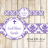 Religious Napkin Wrapper Holder Purple Damask Printable