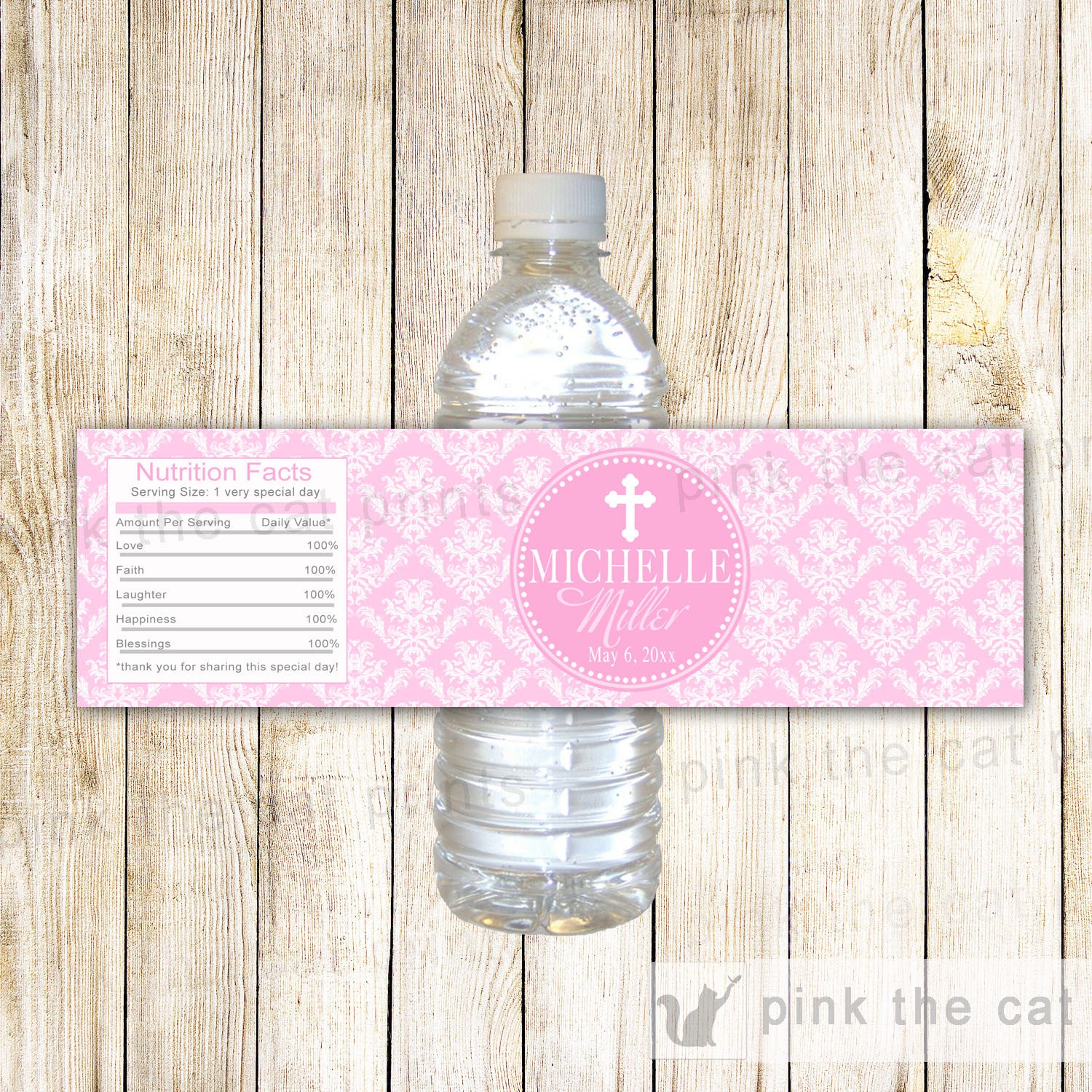 Initial Water Bottle - Pink, S