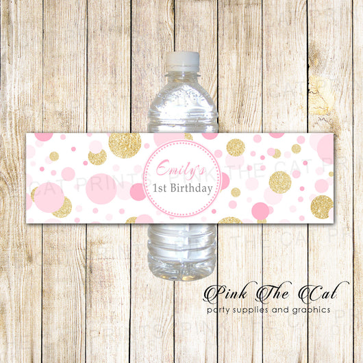 Pink Party Confetti Pink Water Bottle