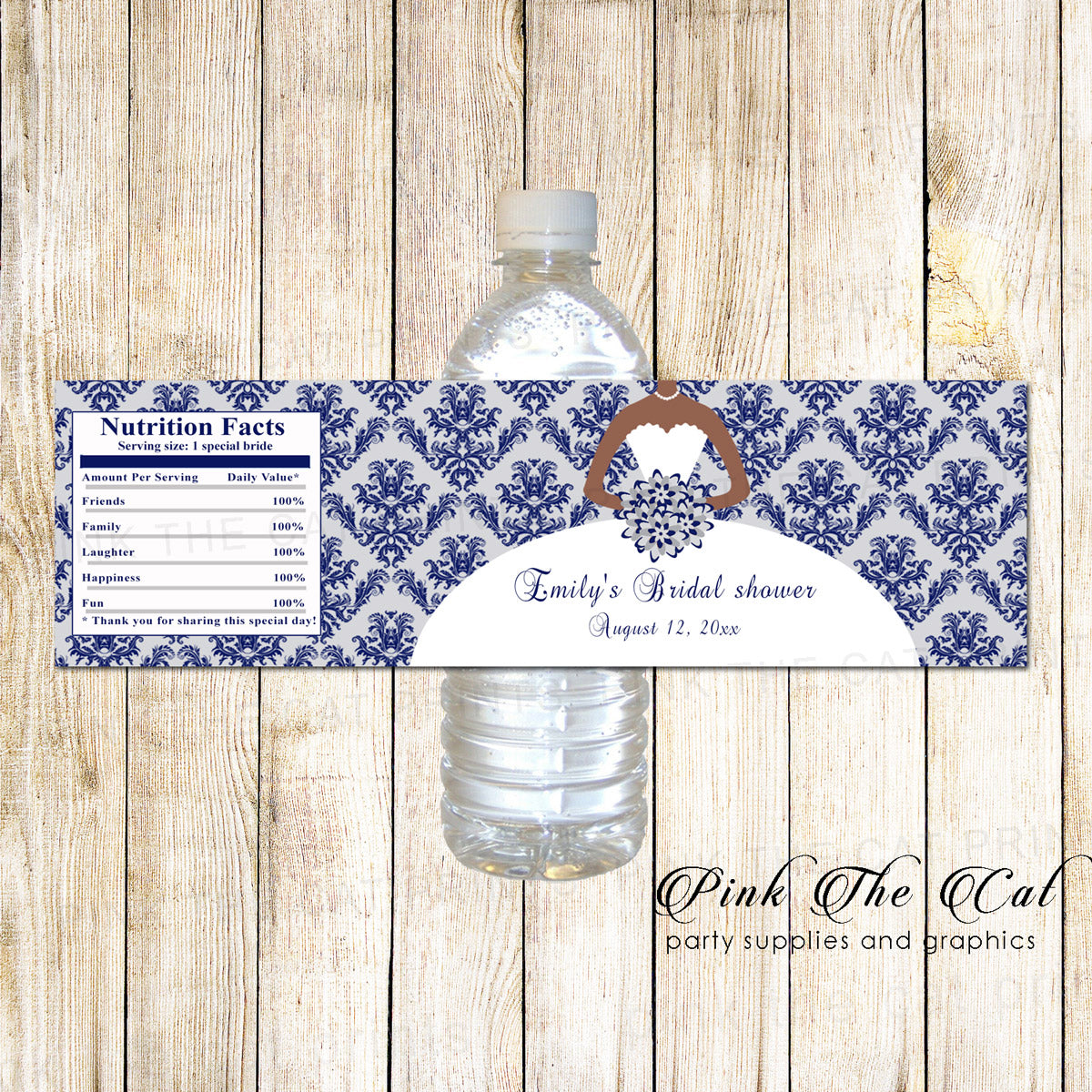 Bluey Pink Party Water Bottle Labels Printable