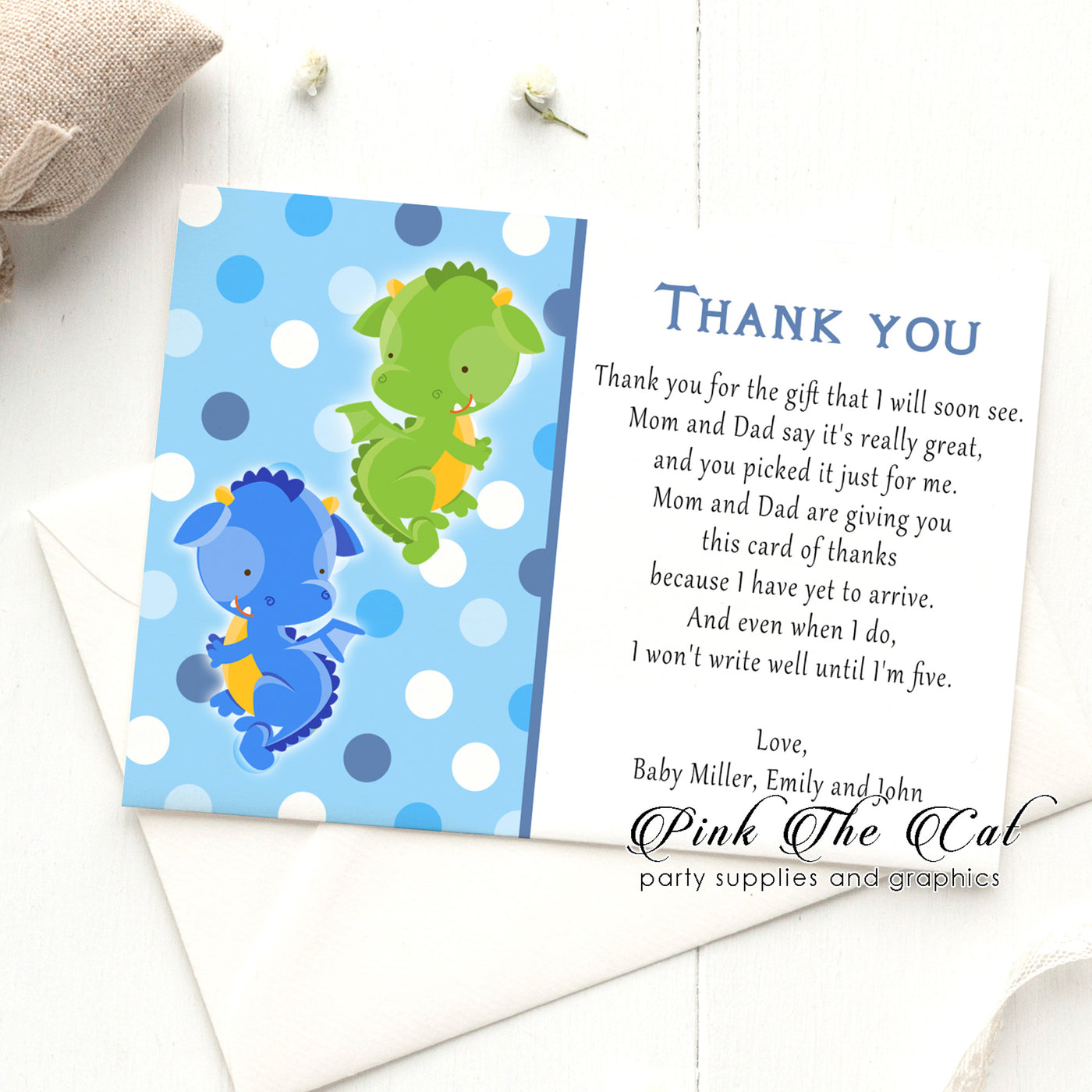 dragon-thank-you-card-green-blue-twins-baby-shower-printable-pink-the-cat