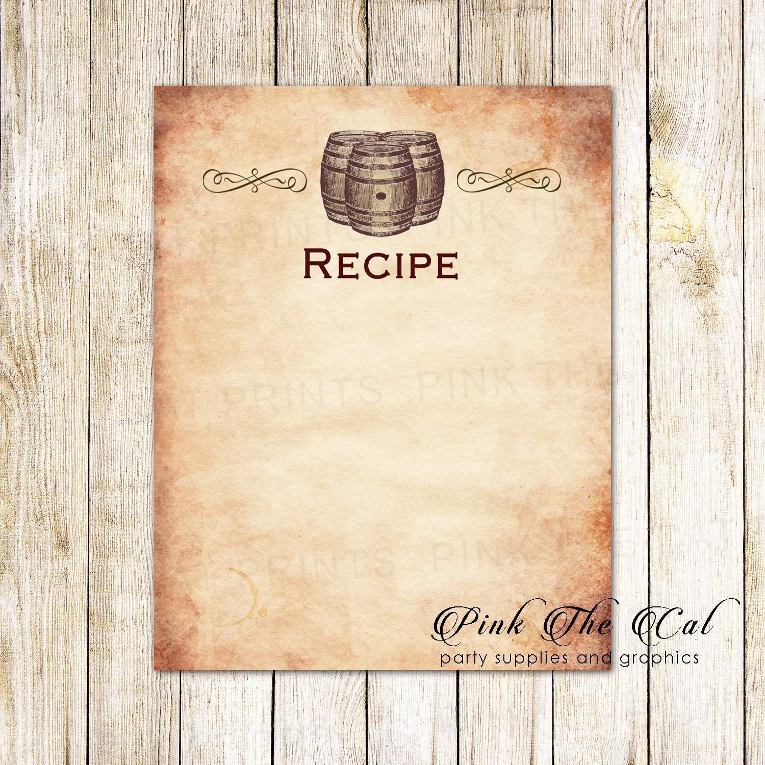 Personalized 4x6 Recipe Cards - Damask
