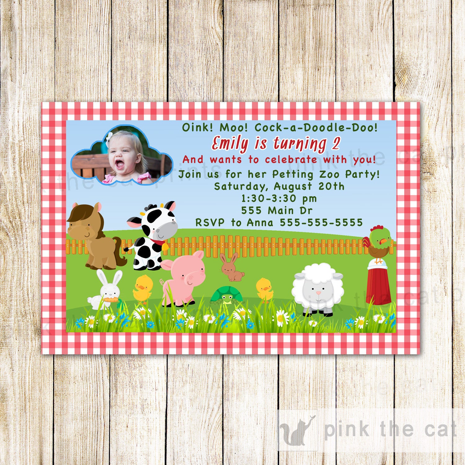 10 Personalised Farm Birthday Party Invitations Animal Petty Party Invites