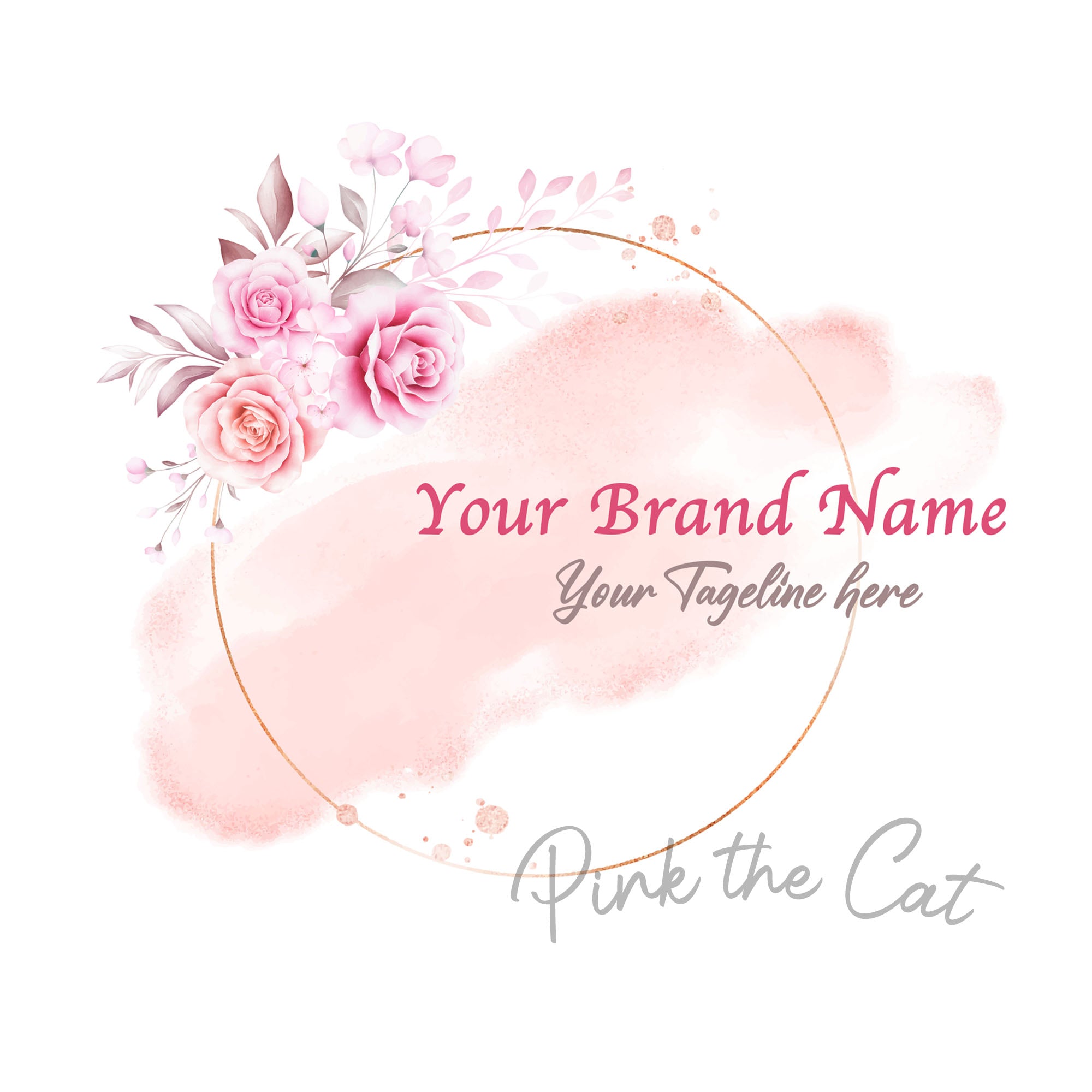 Premade boutique pink sewing machine watercolor business logo design – Pink  the Cat