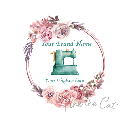 Premade boutique pink sewing machine watercolor business logo design – Pink  the Cat