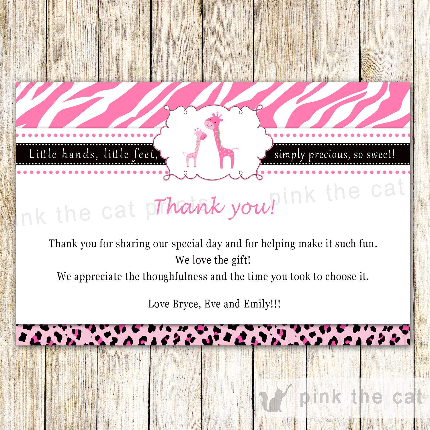 Giraffe THANK YOU card, baby shower boy or girl theme printable, brown –  Studio 118