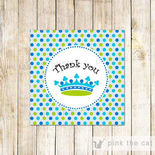 INSTANT DOWNLOAD Green Dragon Party Thank You Tag - Orange Polka Dot Square  Tag Birthday Party Favor Baby Shower Favor DIY Party Decoration