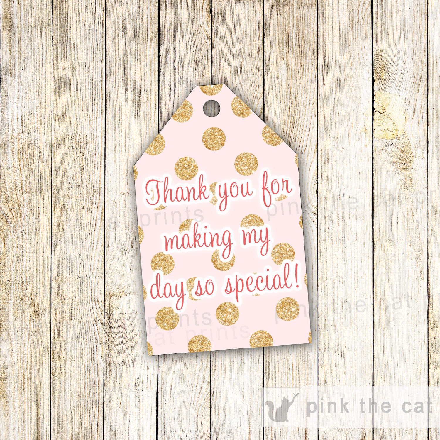 Blank Favor Tags - Pink Gold Glitter - Nifty Printables