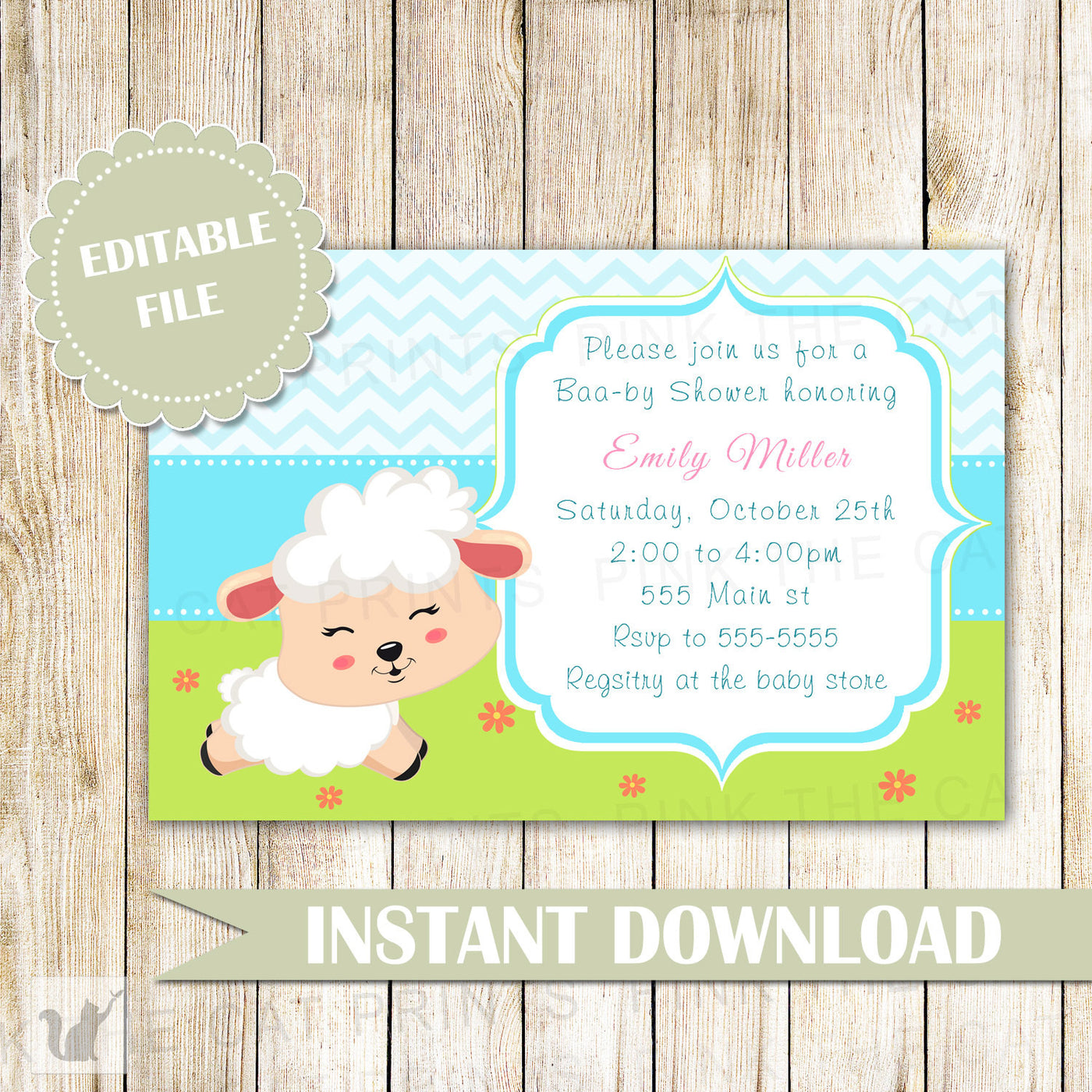 lamb baby shower invitations