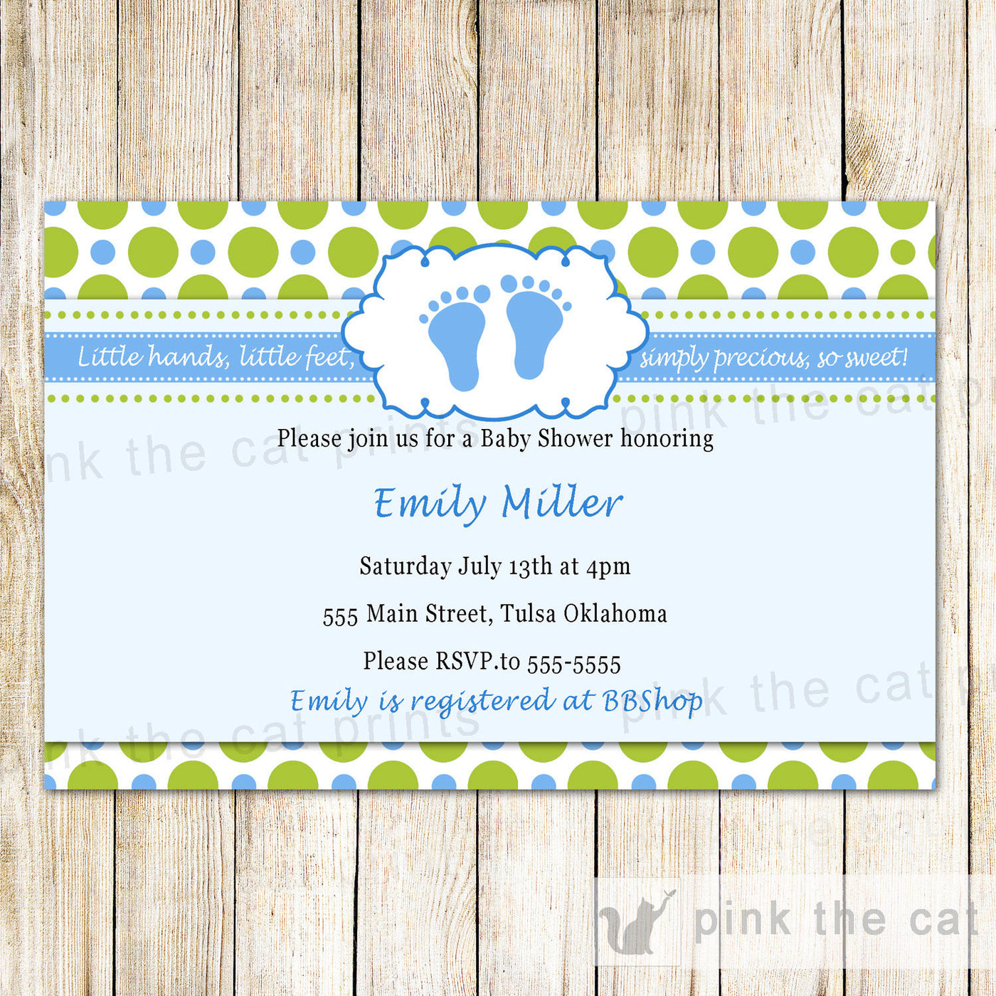 blue and green baby shower invitations