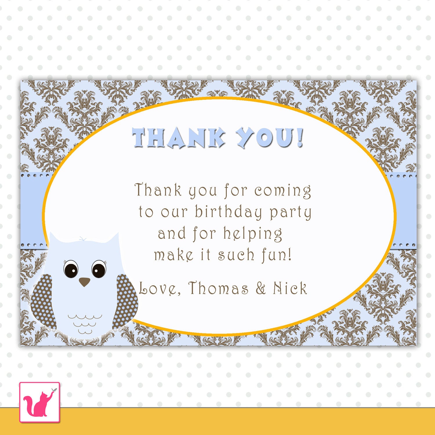 Star Thank You Card - Kids Birthday Party Notes Baby Boy Shower Blue G –  Pink the Cat