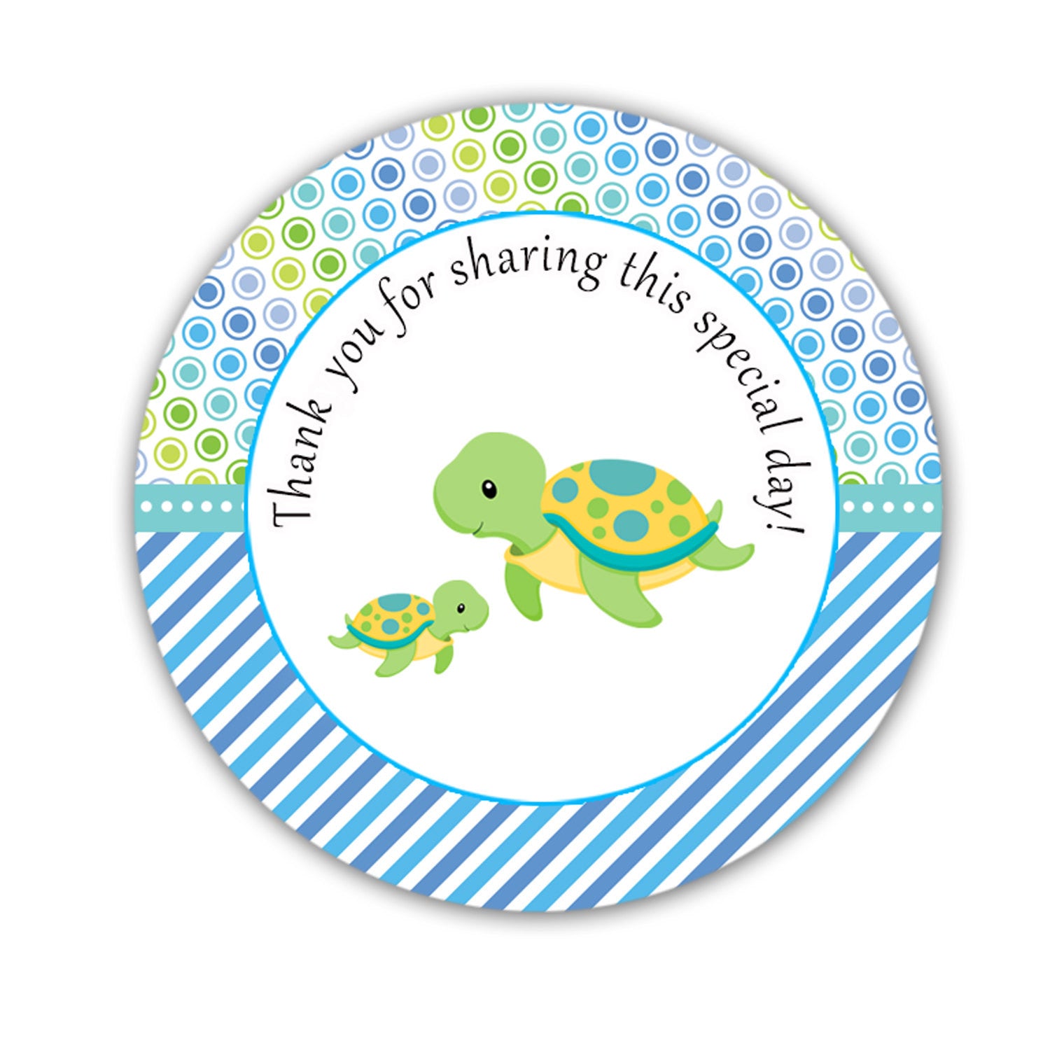 INSTANT DOWNLOAD Blue Green Polka Dots Baby Shower Party Thank You Tag –  Pink the Cat