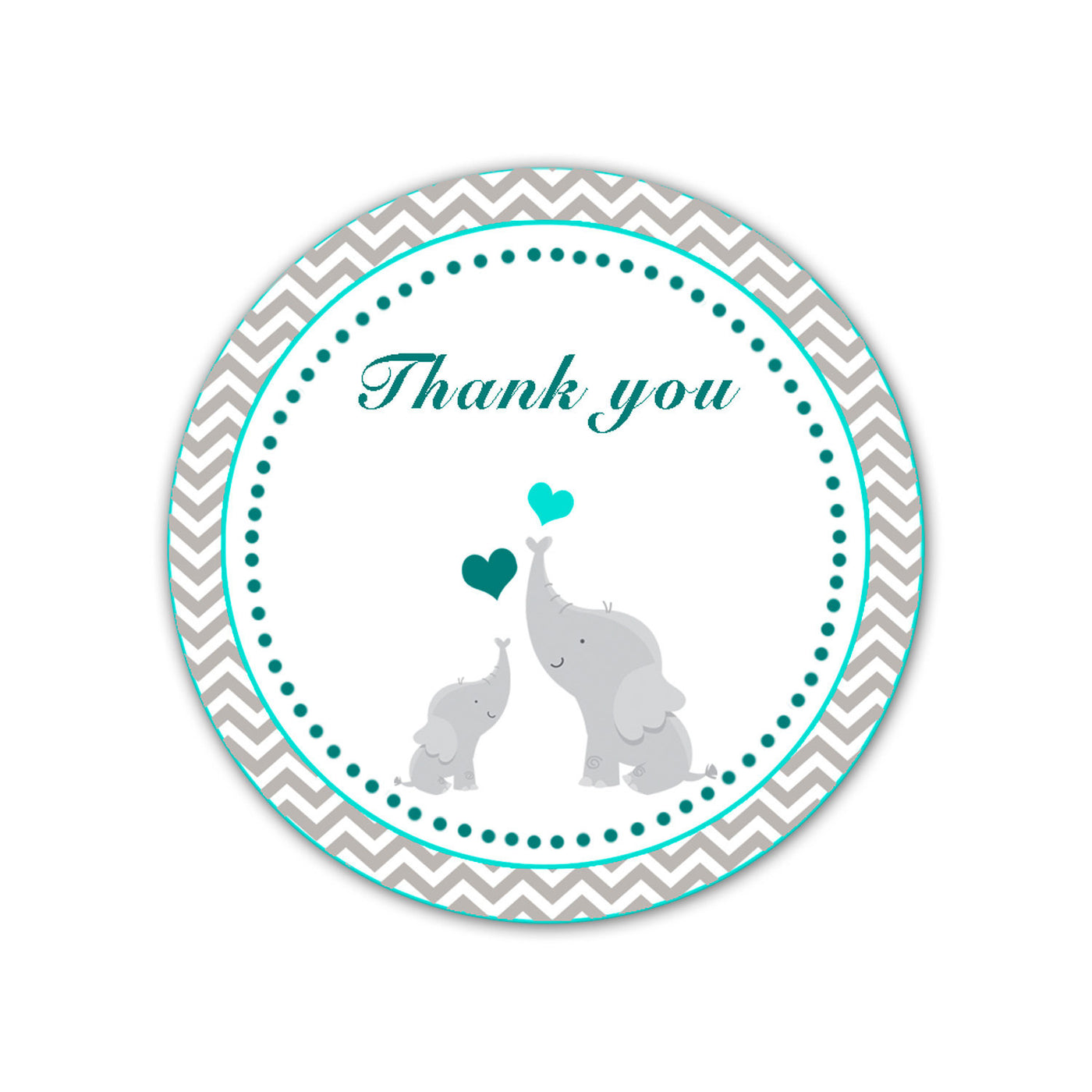 Elephant Thank You Labels Baby Shower Thank You Tag Teal ...
