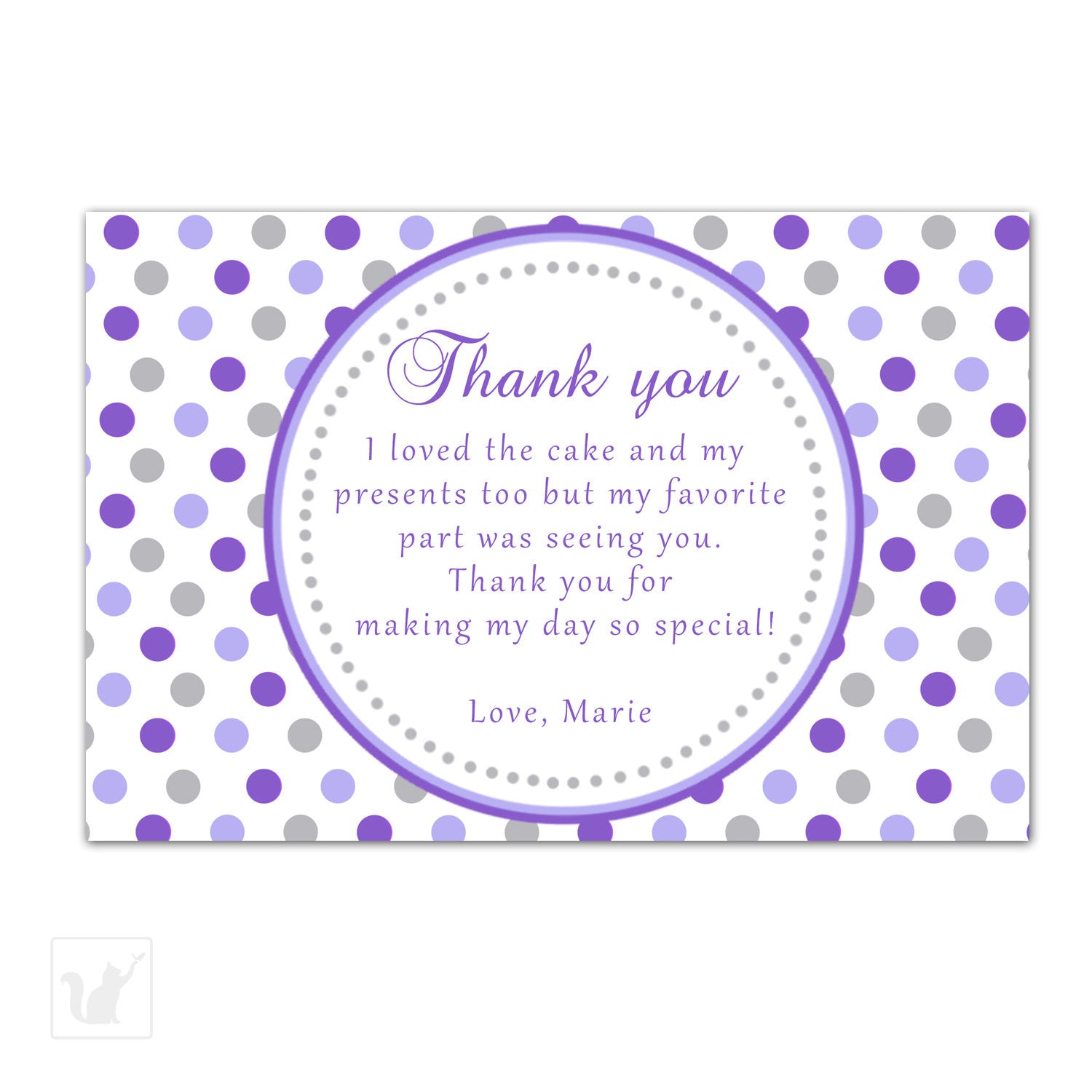 Polka Dots Thank You Card Baby Girl Shower Pink Purple Notes Printable –  Pink the Cat