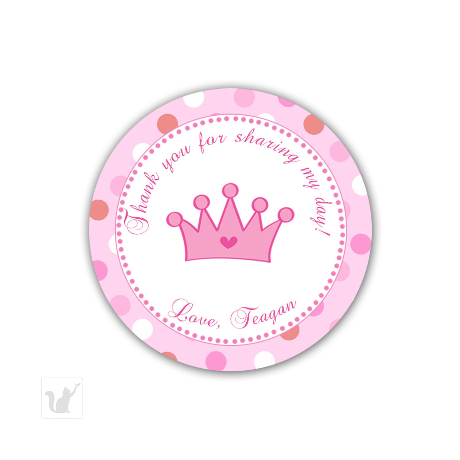 Princess Thank You Tag Label Sticker Birthday Baby Shower ...