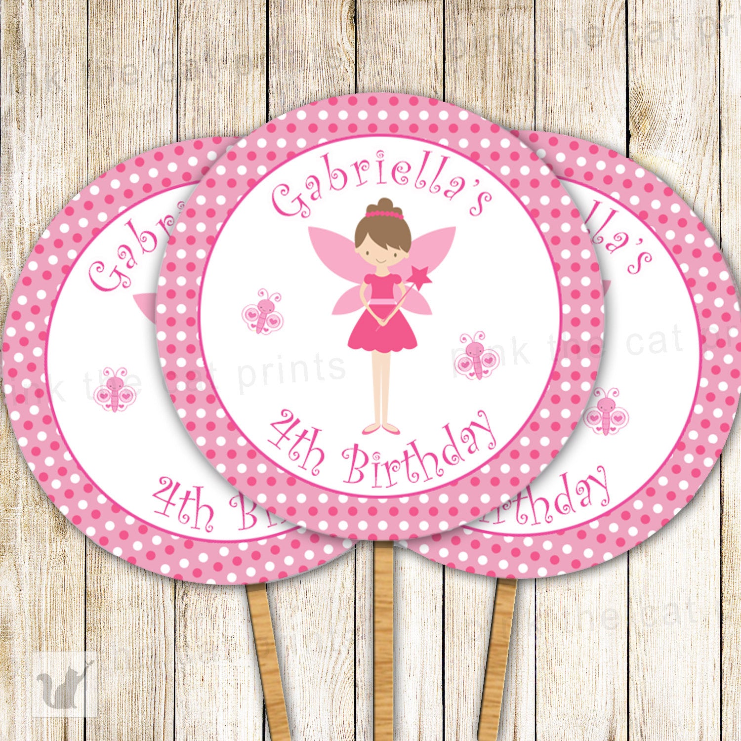 Jungle Pink Baby Shower Cupcake Toppers – Pink the Cat