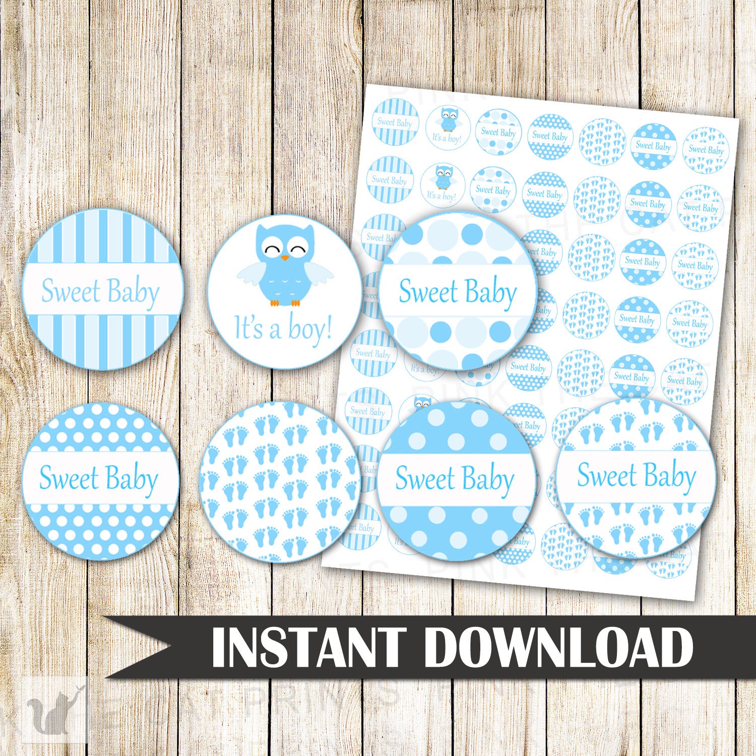 Blue Gingham Favor Label Its A Boy Stickers Baby Boy Shower – Pink