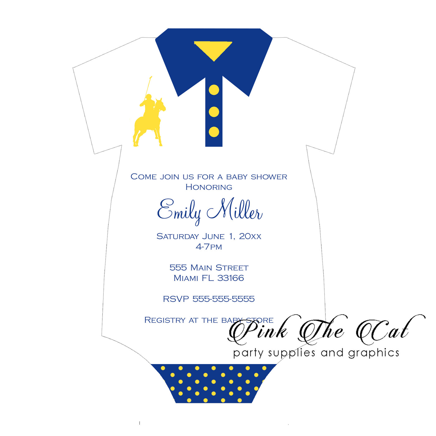 polo invitations bodysuit printable