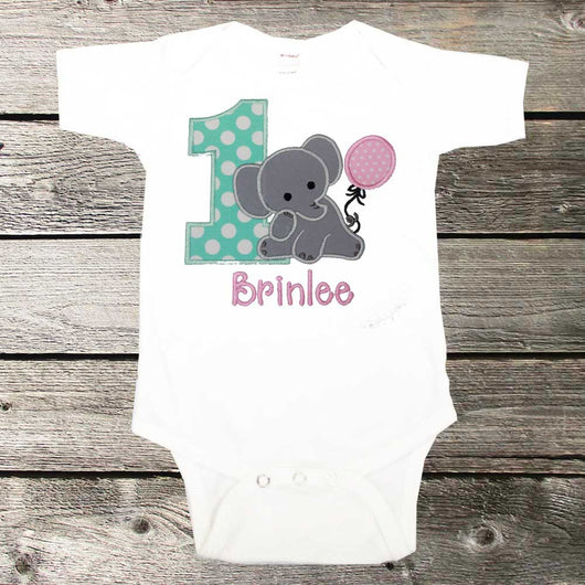 Girls Birthday Shirt Elephant Birthday Shirt First Birthday Shirt