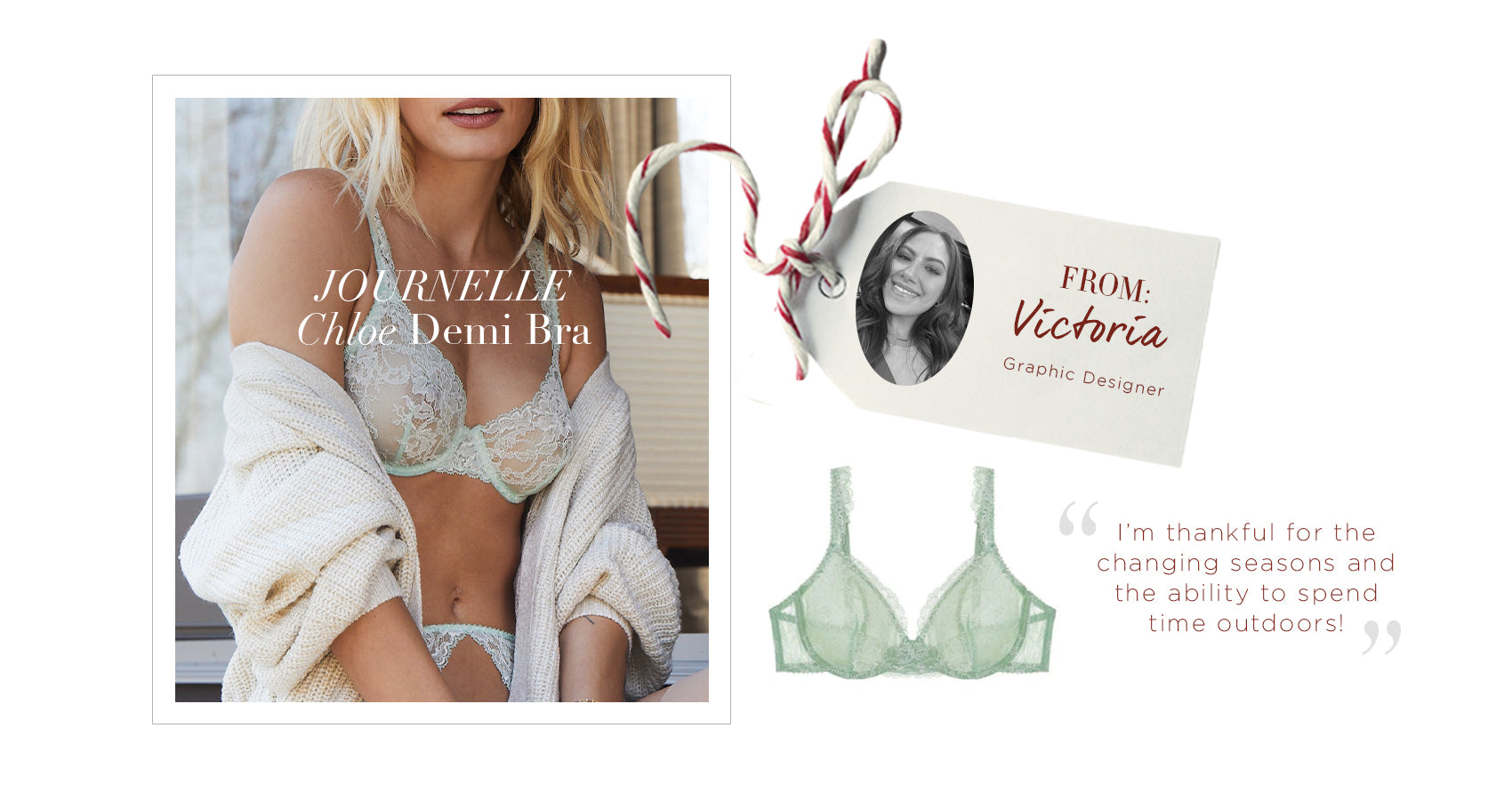 Woman wearing Journelle Chloe Demi Bra in Mint