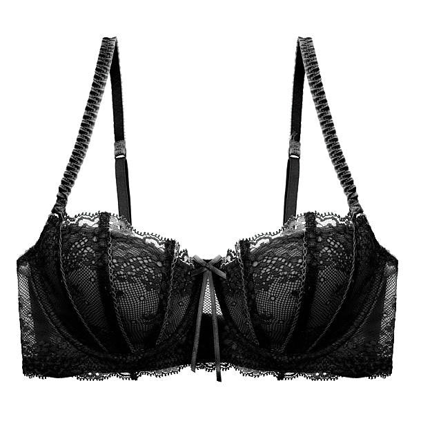 Black Embroidery Wide Strap Bralette Bikini Top with Seamless High Wai –  Bella Kini